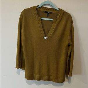 White House Black Market Mustard V-Neck Sweater